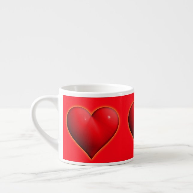 Glühendes rotes 3-D-Herz Espressotasse (Links)