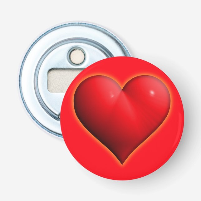 Glühendes rotes 3-D-Herz Flaschenöffner (Vorderseite)