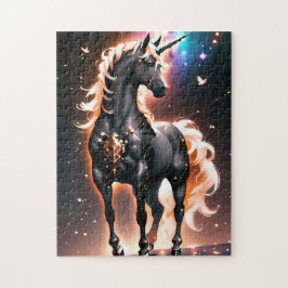 Glühendes Schwarzes verzaubertes Einhorn