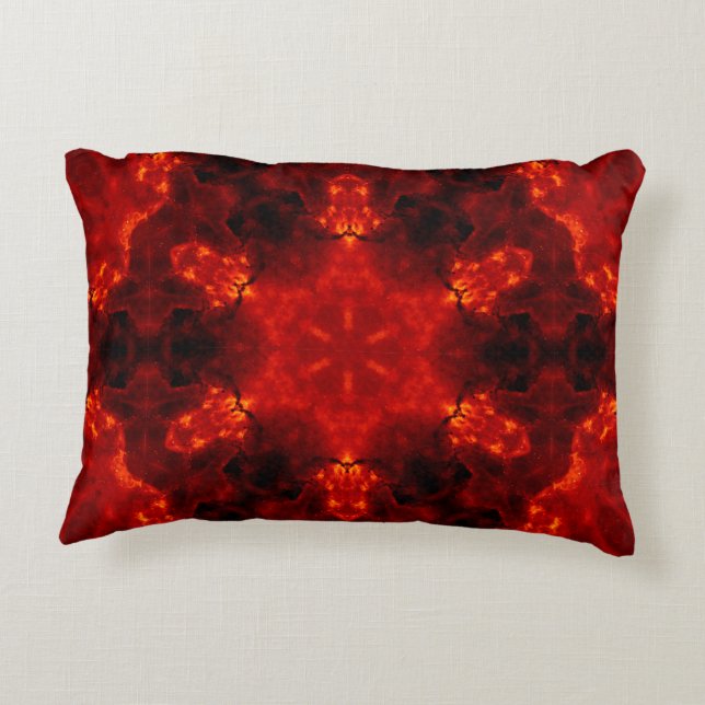 Glühendes Snowflake Orange Gradient Kaleidoskop Dekokissen (Rückseite)