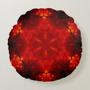 Glühendes Snowflake Orange Gradient Kaleidoskop Rundes Kissen