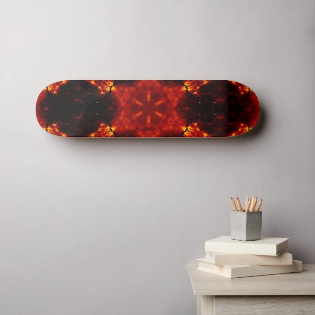 Glühendes Snowflake Orange Gradient Kaleidoskop Skateboard (Wandkunst (Horz))