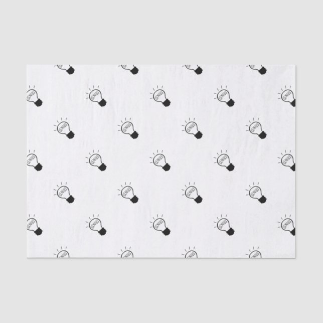 Glühlampe in Schwarzweiss Seidenpapier (Vorderseite)