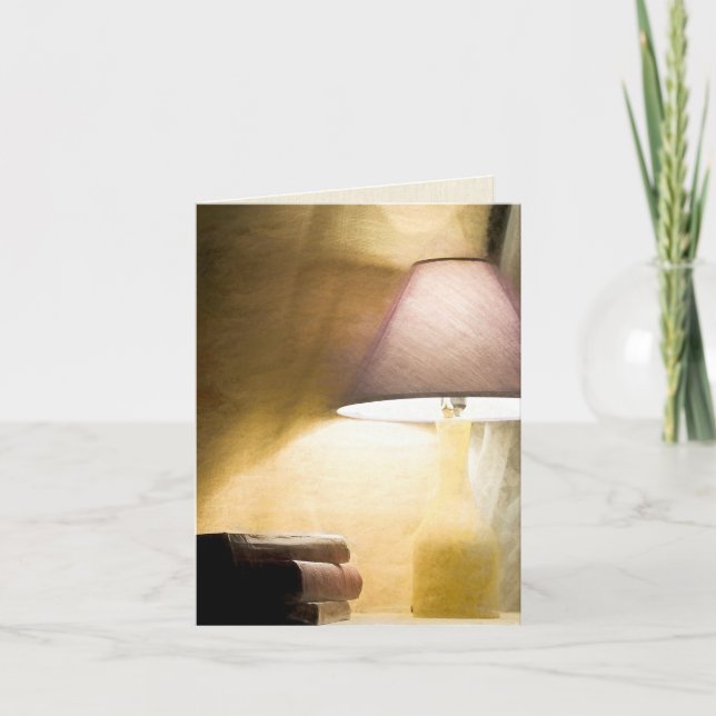 Glühlampe mit alten Büchern Impressionismus Karte (Vorderseite)