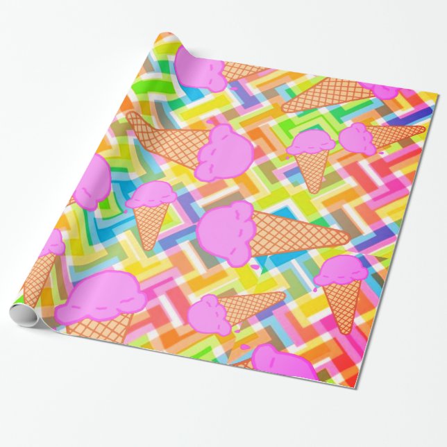 Glühpapier, Zickzack Pastelleis Geschenkpapier (Ungerollt)