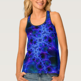 Glühstars | Fraktal in Blau und Weiß Tanktop