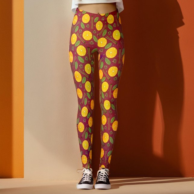 Glühwein, würzig leggings (Christmas mulled wine spicy burgundy leggings)