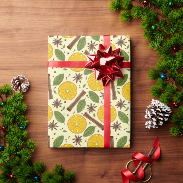 Glühwein, würzig, leicht gelb geschenkpapier (Feiertagsgeschenk)