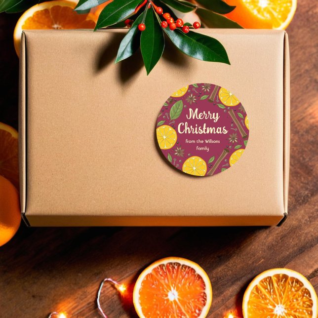 Glühwein, würzig runder aufkleber (Christmas mulled wine spicy burgundy classic round sticker)