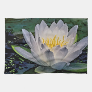 Glühweiße Lotus-Blume Geschirrtuch