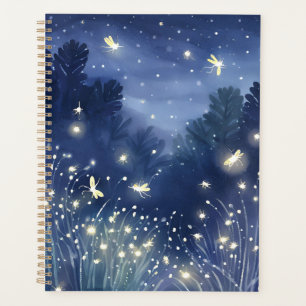 Glühwürmchen bei Nacht Glühwürmchen Blau Aquarel Planer
