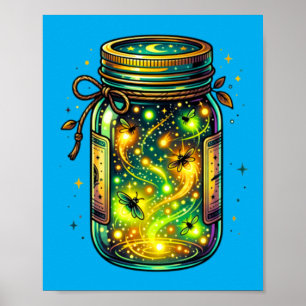 Glühwürmchen Insekten In Einem Glas Glühwürmchen B Poster