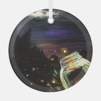 Glühwürmchen-Mason-Glas-Mondlicht-Hütte-Waldnacht Ornament Aus Glas