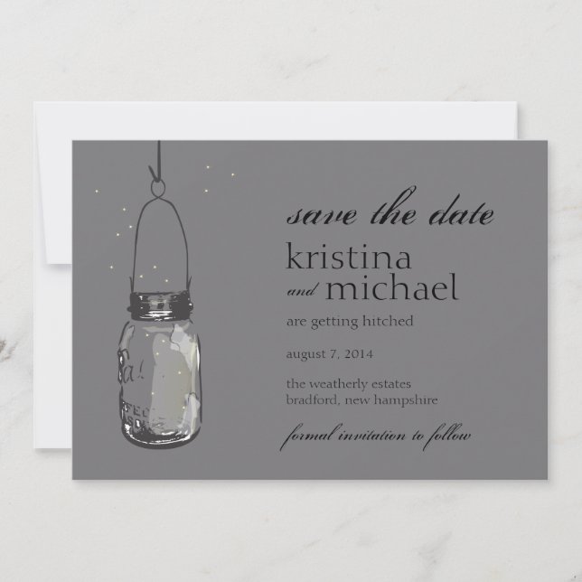 Glühwürmchen & Mason Jar Save-the-Date Save The Date (Vorderseite)