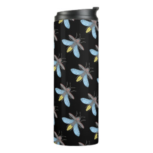 Glühwürmchen (Muster schwarz) - Thermotumbler Thermosbecher