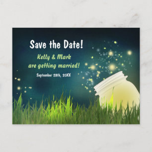 Glühwürmchen & Nacht im Mason-Glas Save-the-Date-P Ankündigungspostkarte