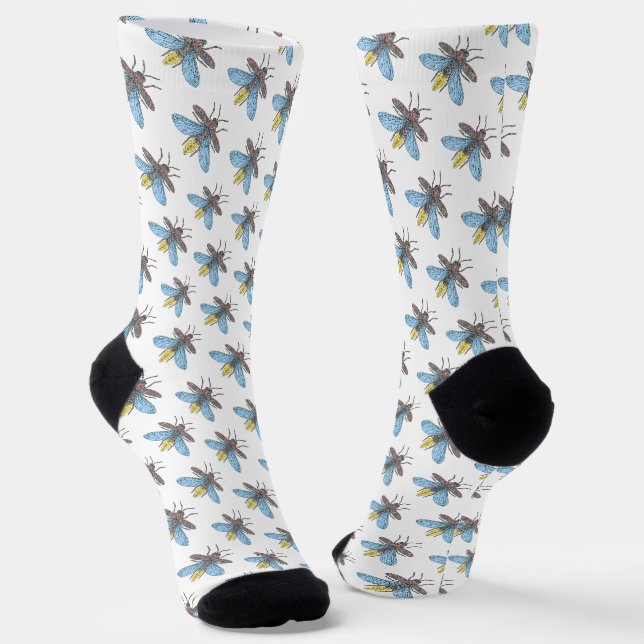 Glühwürmchen (weiß) - Premium Socken (Gewinkelt)