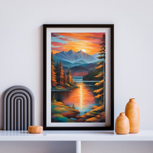 Glut über dem Alpen Spiegel Poster