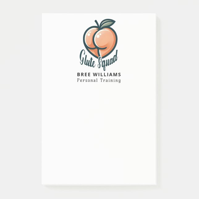 Glute Squad Peach Hintern Glutes Gym Fitness Post-it Klebezettel (Vorderseite)