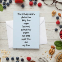 Gluten Dairy Sugar Soy Carb Free Funny Birthday