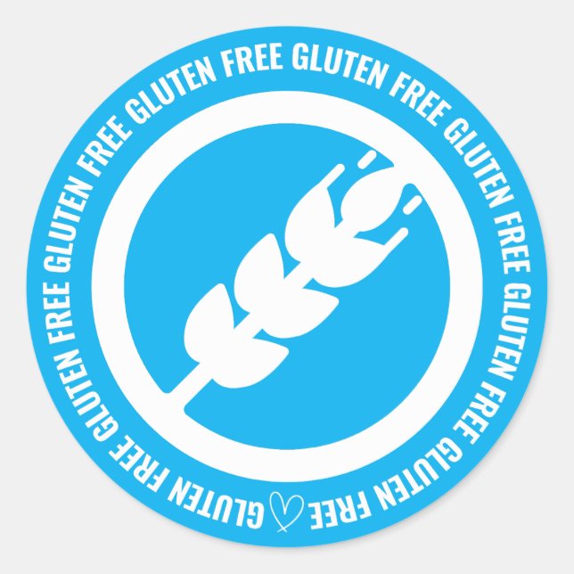 Gluten Free Sticker Labels - Blue & White (Devant)