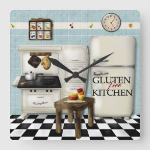 Gluten-freie Küchen-Uhr - aquamarin Quadratische Wanduhr