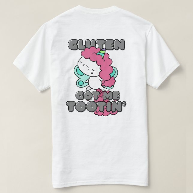 Gluten Got Me Tootin - Celiac Disease T-Shirt (Design Rückseite)