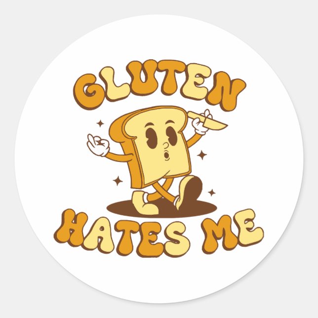 Gluten hasst mich runder aufkleber (Vorderseite)