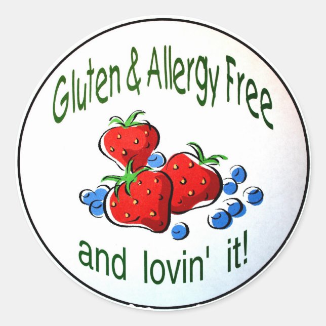'Gluten und Allergien frei ...' Aufkleber (Vorderseite)