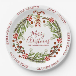 Glutenfrei frohe Weihnachts Candy Cane Floral Pappteller