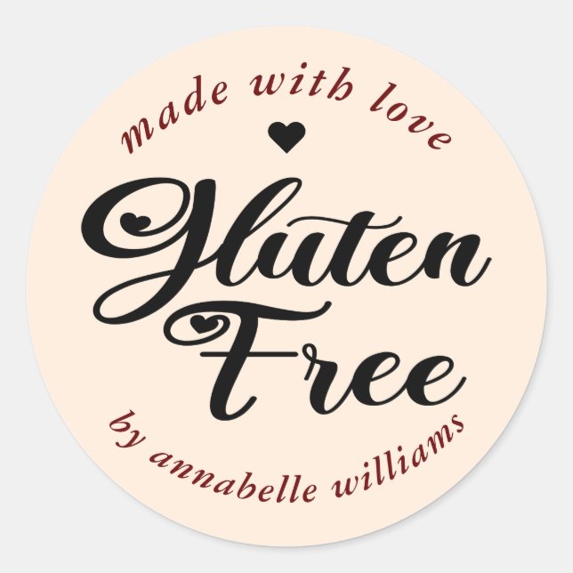 Glutenfreie Bäckerei Typografie Classic Round Stic Runder Aufkleber (Vorderseite)