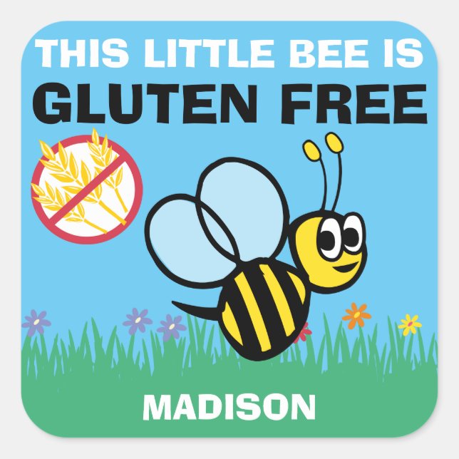 Glutenfreie Hummeln-Celiac-Sticker Quadratischer Aufkleber (Vorderseite)