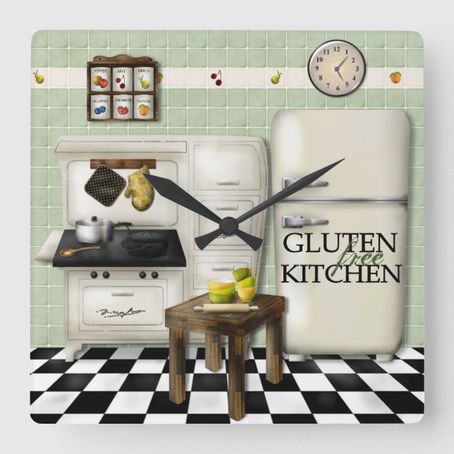 Glutenfreie Kitchenette Grüne Uhr (Vorderseite)