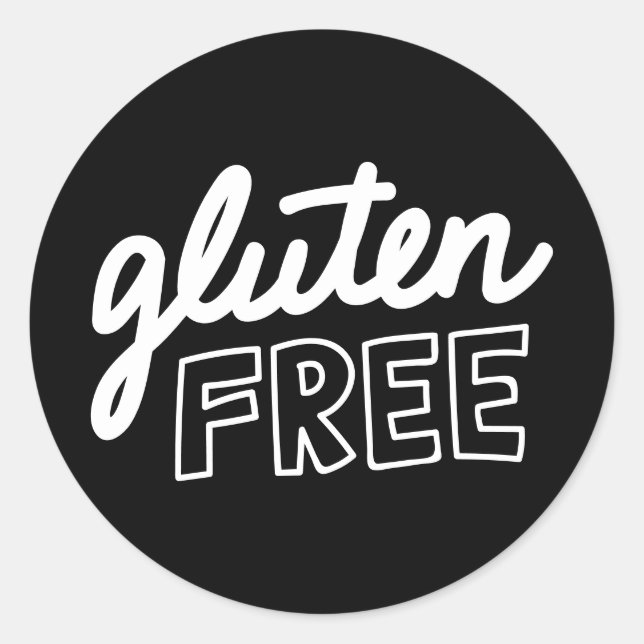 Glutenfreie Schwarz-Weiß-Typografie Runder Aufkleber (Vorderseite)