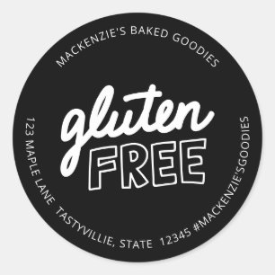 Glutenfreie Schwarz-Weiß-Typografie Runder Aufkleber
