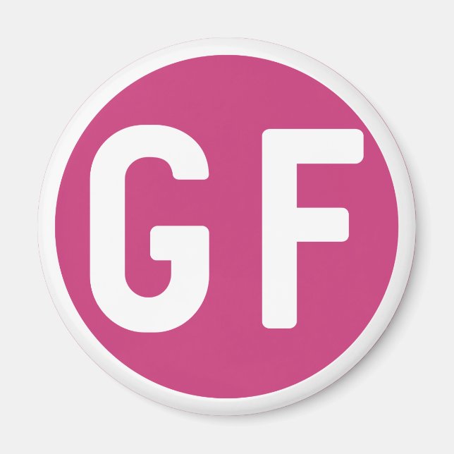 Glutenfreies GF Circle Magenta und White Magnet (Vorne)