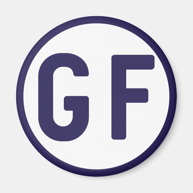 glutenfreies GF Circle Navy Blue and White Magnet (Vorne)