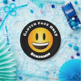 Glutenfreies Lächeln im Emoji-Gesicht Pappteller