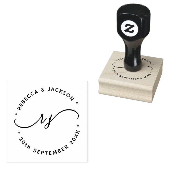 Glyph Script Couple Name initial Save the date Gummistempel (Stempel)