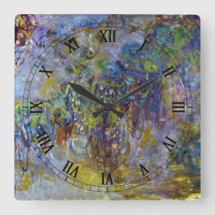 Glyzinie (rechte Hälfte) von Claude Monet Quadratische Wanduhr