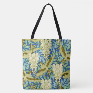 Glyzinie-und Vogel-Kunst Nouveau mit Blumen Tasche