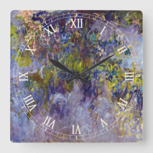 Glyzinien (linke Hälfte) von Claude Monet Quadratische Wanduhr