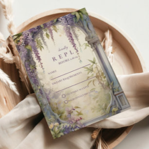 Glyzinienbogen Botanische Hochzeit RSVP Karte