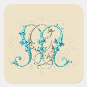 GM MG Monogramm Quadratischer Aufkleber