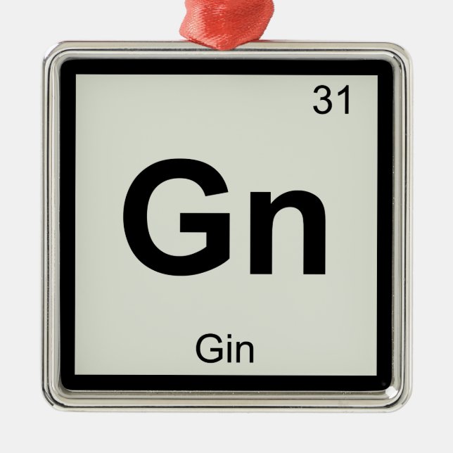 GN - Gin-Chemie-Periodensystem-Symbol Silbernes Ornament (Vorne)