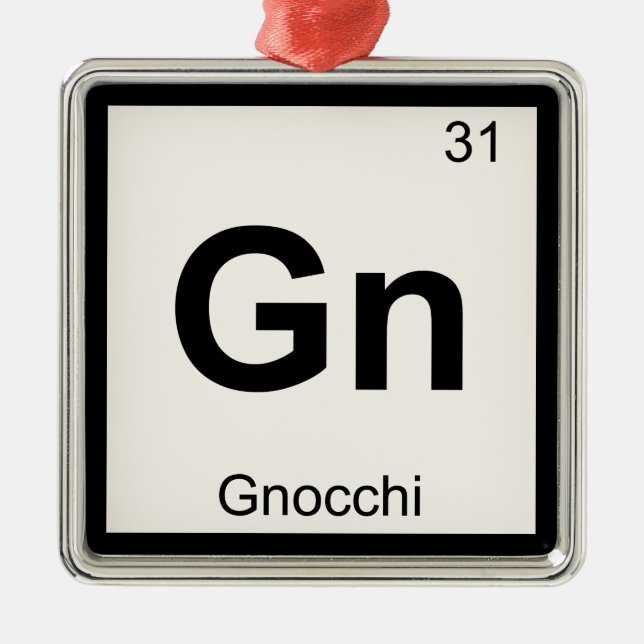 Gn - Gnocchi Chemistry Periodisches Tabellensymbol Silbernes Ornament (Vorne)