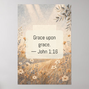 Gnade auf Gnade Christlicher Glaube Text Kunst Kun Poster