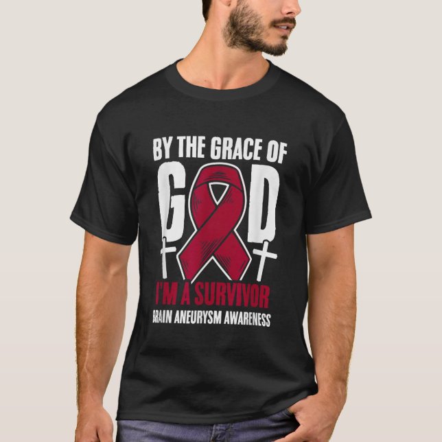 Gnade des gottlichen Burgund Ribbon Aortic Gehirn  T-Shirt (Vorderseite)