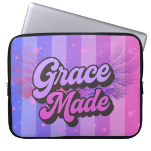 Gnade machte christlichen Glauben lila und rosa Laptopschutzhülle