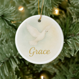 „Gnade“ Weihnachtsbaumanhänger aus Aquarell Keramik Ornament